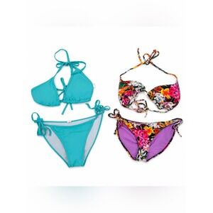 Xhilaration & Teal Bikini Swimsuit Lot Tops M Bottoms L